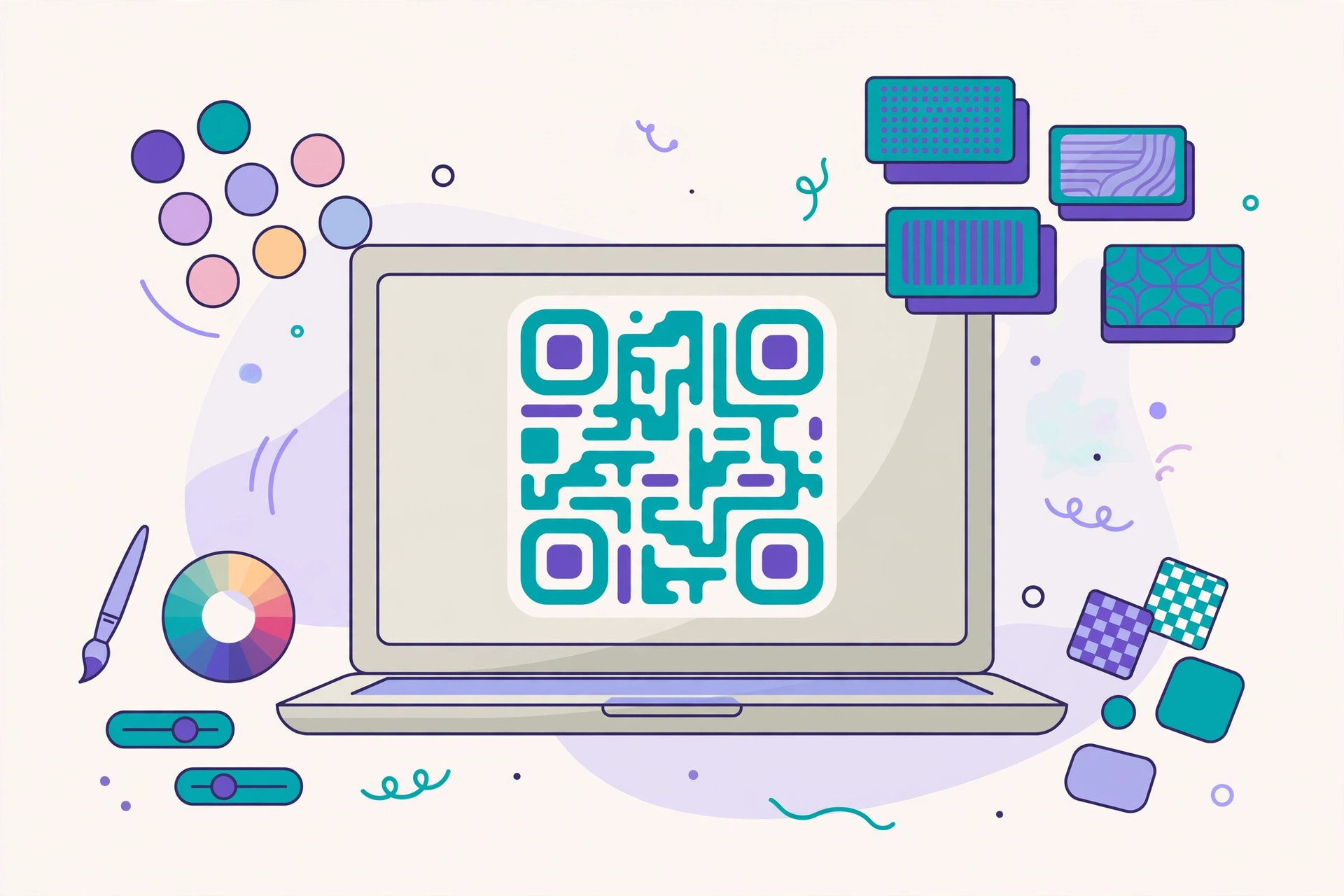 Free QR code generator interface showing content tabs, live preview and PNG download