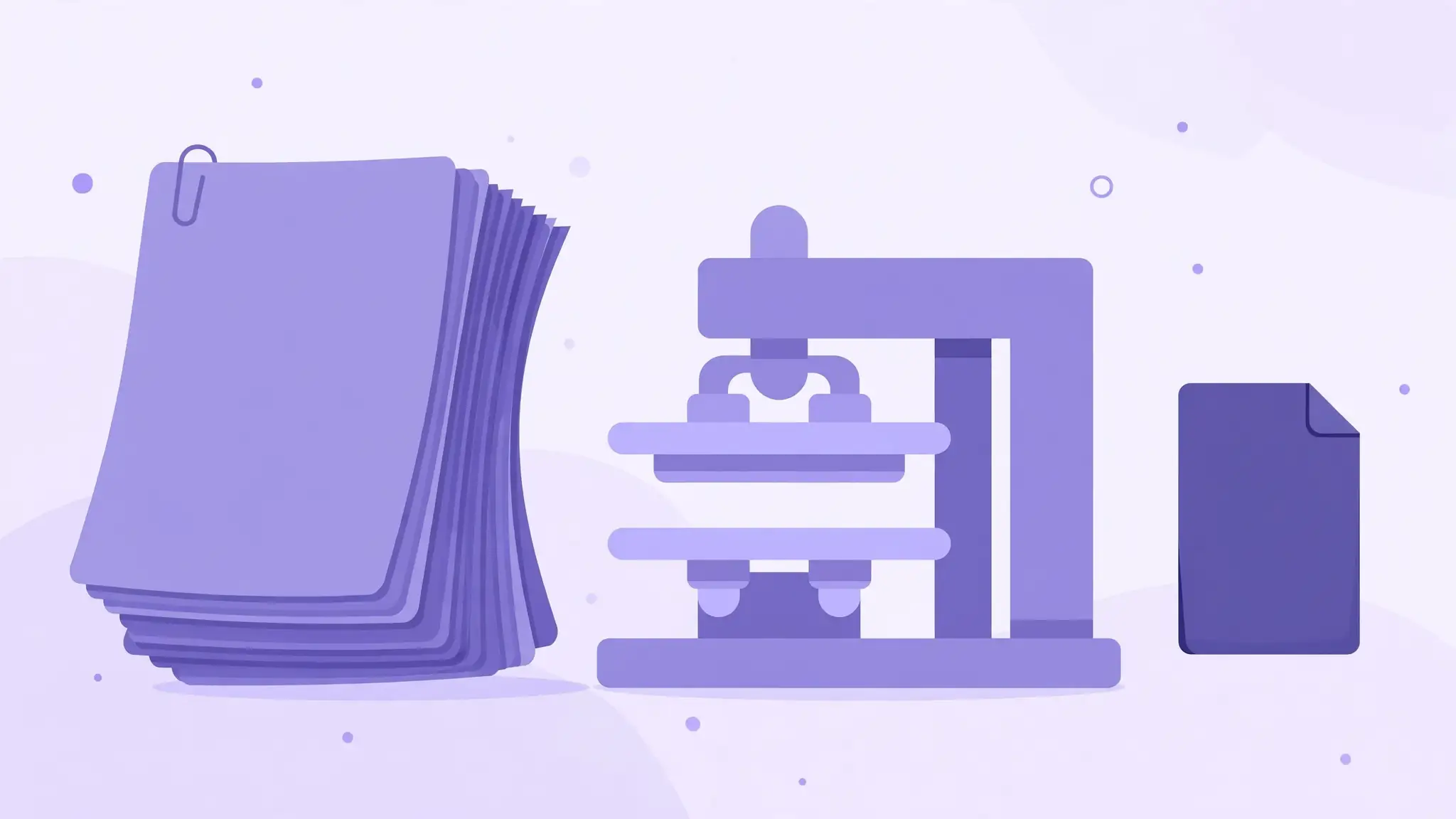 Illustration of compressing a large PDF file into a smaller compact file