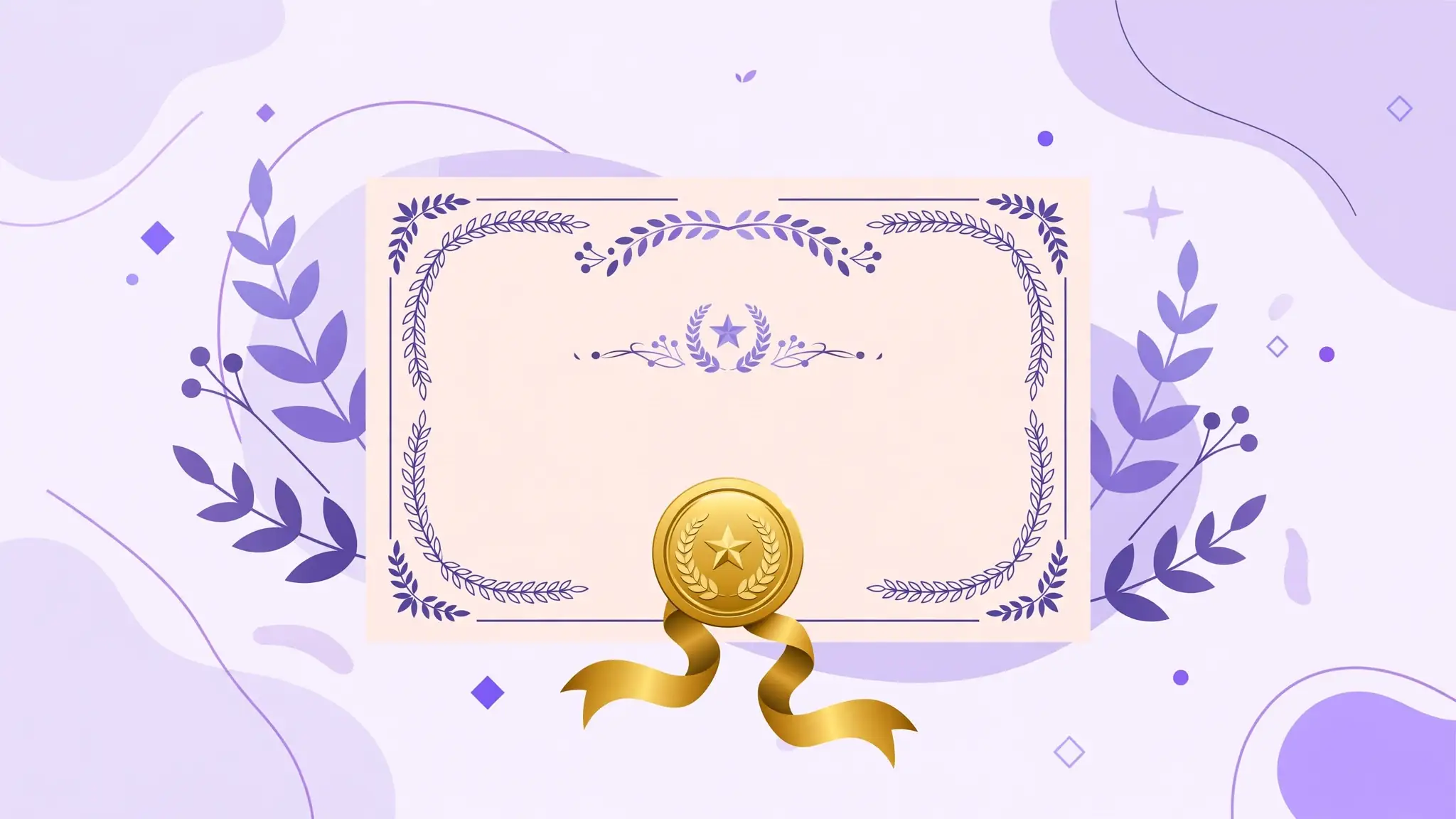 Illustration of an elegant award certificate with gold seal and ribbon