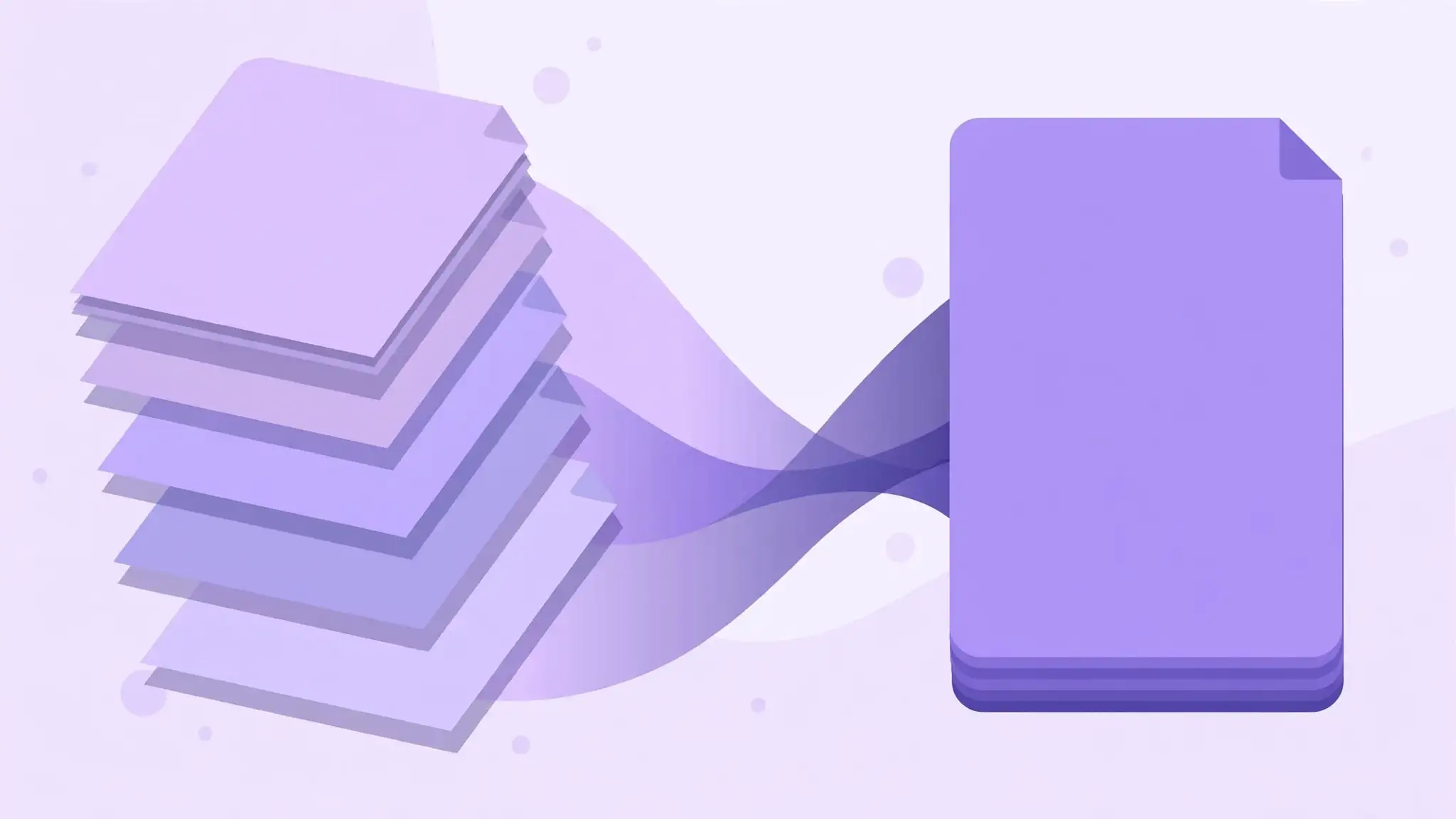 Illustration of multiple PDF pages merging into a single document