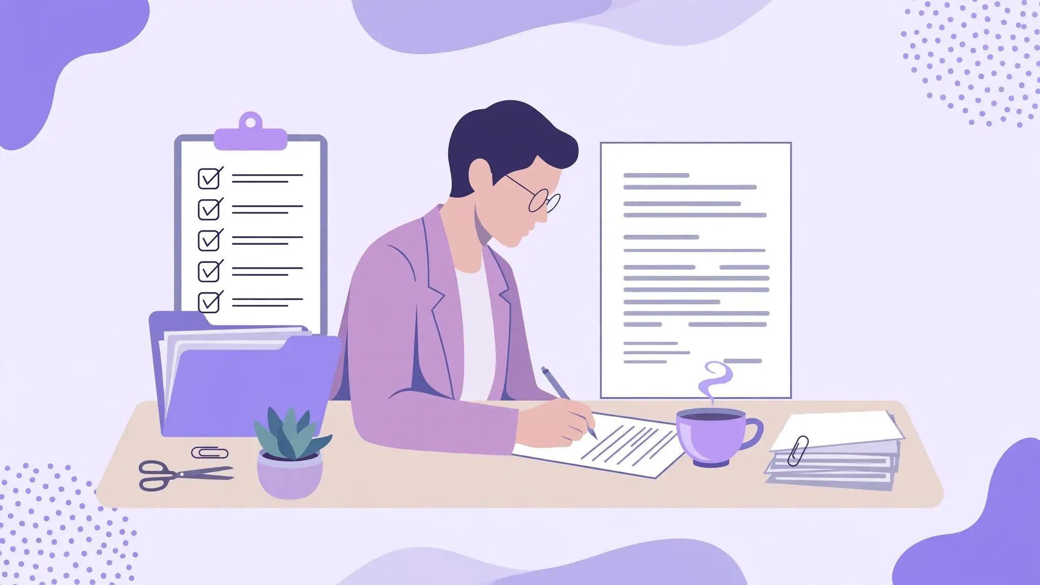 Illustration of a professional CV being written with 2026 job application tips