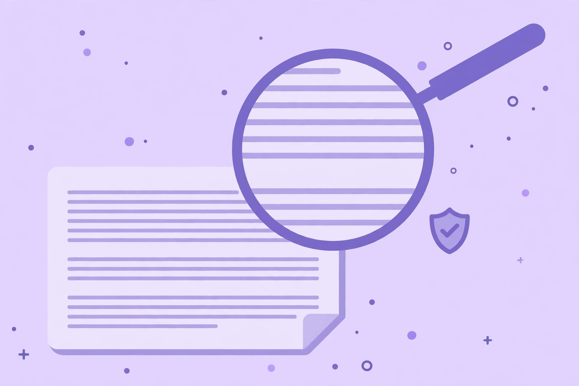 Illustration of crisp PDF pages being merged with a quality-preservation checkmark motif