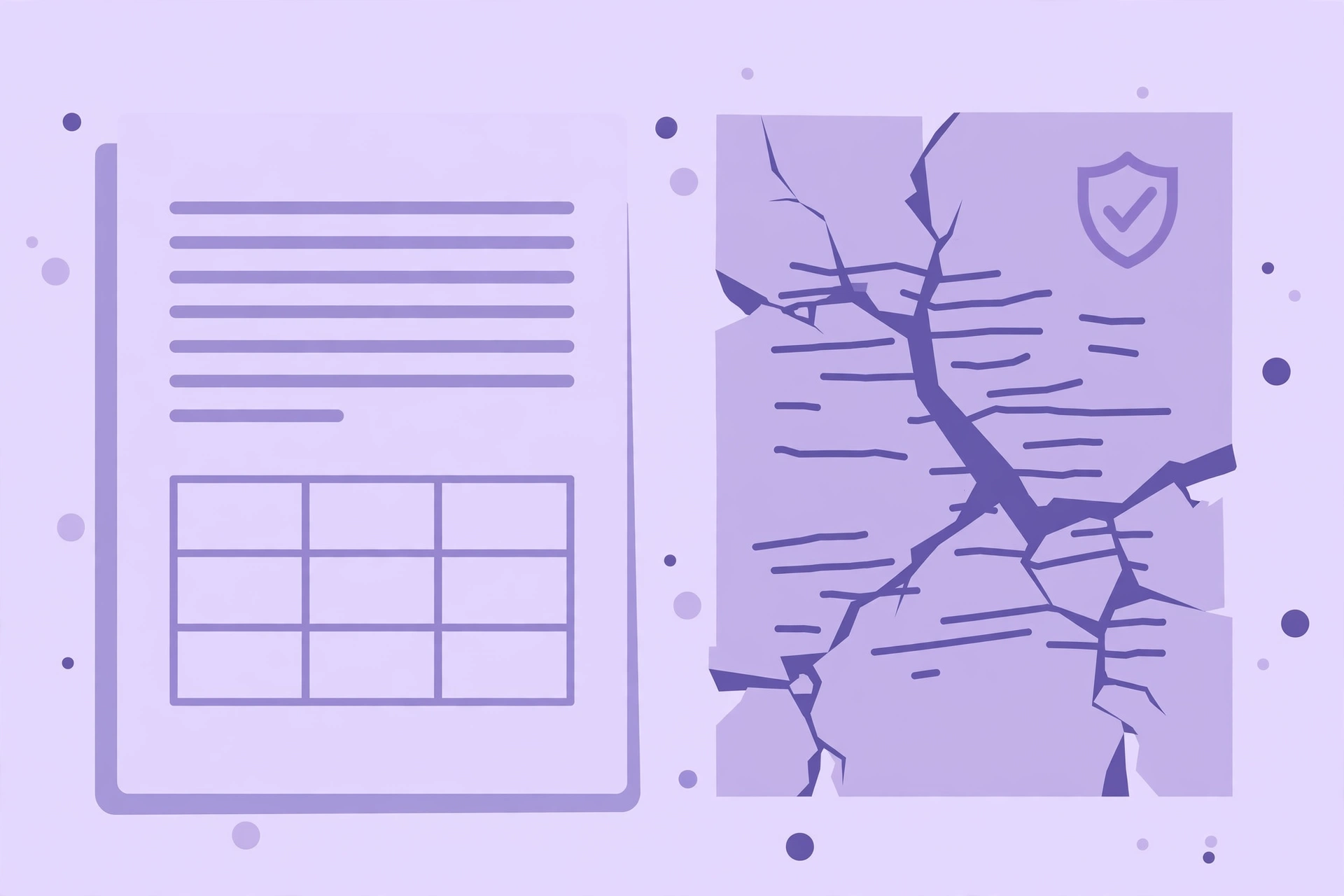 Illustration comparing a clean Word document with a broken misaligned conversion showing formatting loss