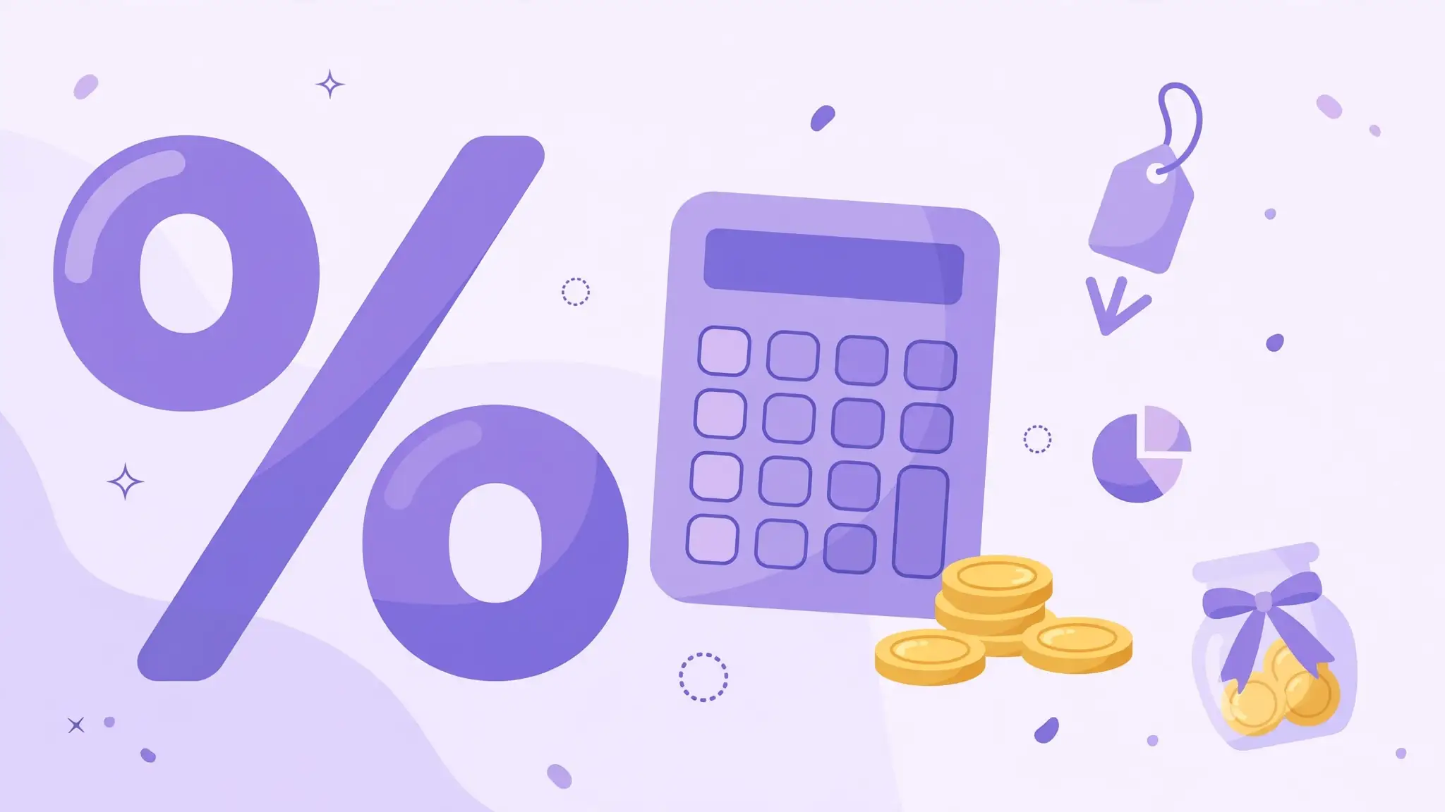 Percent symbol and calculator illustrating everyday percentage calculation formulas