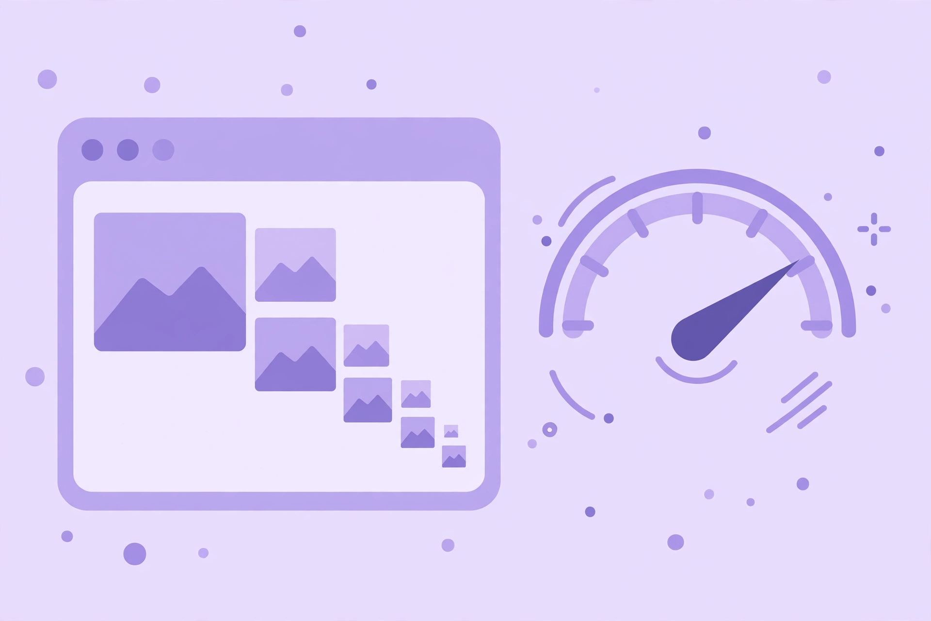Illustration of website images shrinking for faster page loading