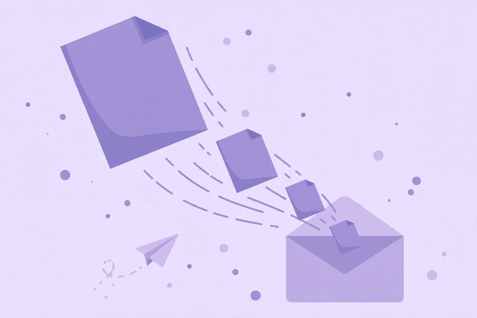 Illustration of a large PDF document being compressed to fit email attachment size limits